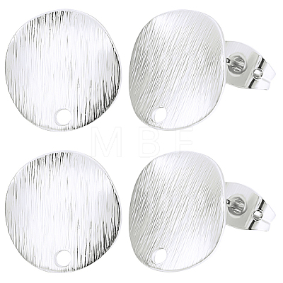 20Pcs Flat Round Brass Stud Earring Findings KK-BBC0028-25-1