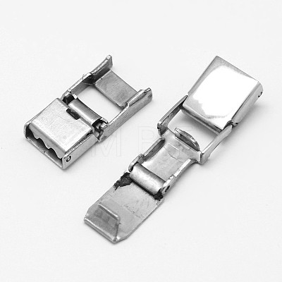 Rectangle 201 Stainless Steel Watch Band Clasps STAS-F067-16-1
