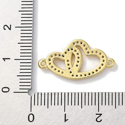 Rack Plating Brass Micro Pave Clear Cubic Zirconia Connector Charms KK-Z039-36G-1