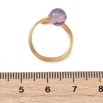 Natural Amethyst Cuff Open Rings RJEW-JR01071-02-1