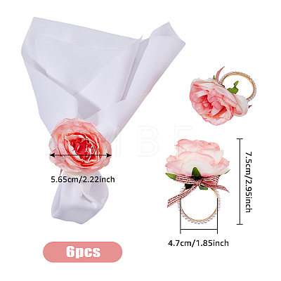 Artificial Rose Flower Cloth Napkin Rings AJEW-WH0314-75-1