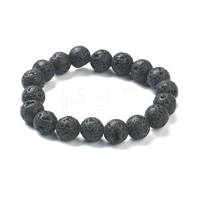 Natural Lava Rock Beaded Stretch Bracelets BJEW-D446-D-33-1