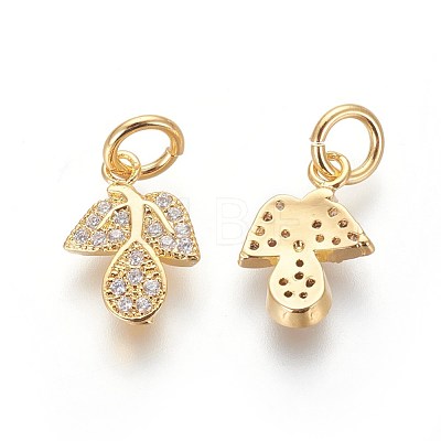 Brass Micro Pave Cubic Zirconia Charms ZIRC-J021-12G-RS-1