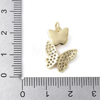 Brass Micro Pave Cubic Zirconia and Glass Pendants KK-F892-49G-01-1