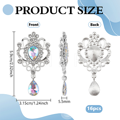 16Pcs Alloy Rhinestone Cabochons FIND-FG0005-55A-1