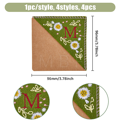 4Pcs 4 Styles Season Theme Non-woven Felt Embroidery Corner Bookmarks FIND-HY0002-47A-1