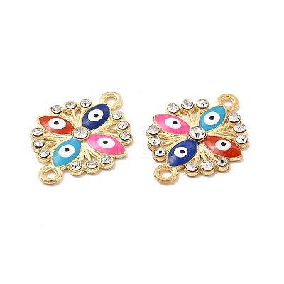 Colorful Evil Eye Alloy Enamel Connector Charms FIND-H039-62KCG-1