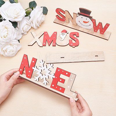 GORGECRAFT 3Sets 3 Styles Natural Wood Letter Home Display Decorations DJEW-GF0001-07-1