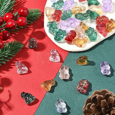 40Pcs Christmas Theme Transparent Glass Beads GLAA-FS0001-87B-1