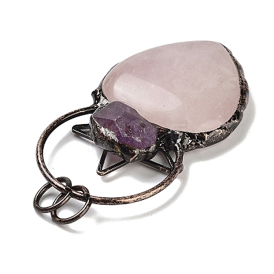 Natural Rose Quartz & Amethyst Big Pendants G-A221-04B-1