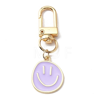 Smiling Face Enamel Pendant Decorations KEYC-WH0036-08LG-05-1