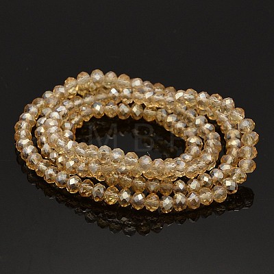 Pearl Luster Plated Faceted Rondelle Glass Beads Strands GLAA-A024D-PL01-1