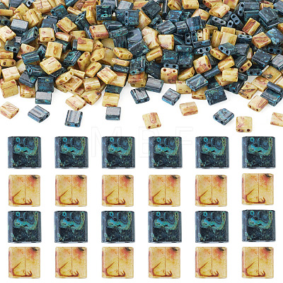 50G 2 Colors 2-Hole Baking Paint Glass Seed Beads SEED-TA0001-70-1