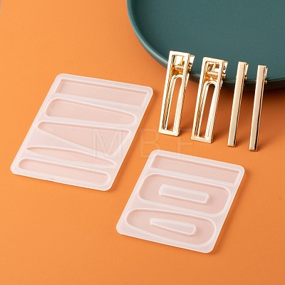 2Pcs 2 Style Geometry Shapes Silicone Hair Clip Molds DIY-LS0003-98-1
