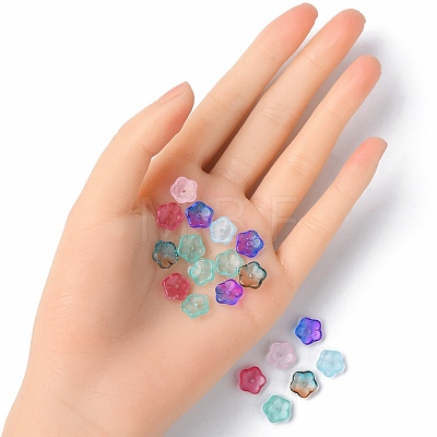 35Pcs Transparent Spray Painted Glass Beads GLAA-YW0001-75-1