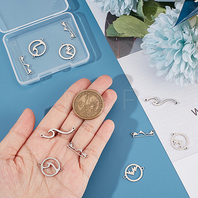 16Pcs 4 Styles 201 & 304 Stainless Steel Connector Charms STAS-UN0047-47-1