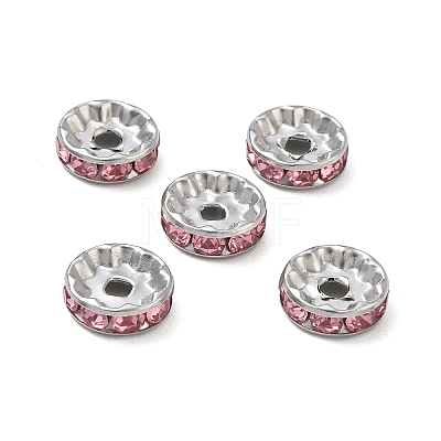 304 Stainless Steel Rhinestone Spacer Beads RB-CBA18B7-01P-15-1