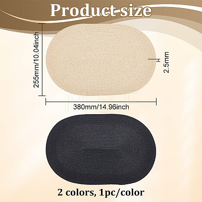 2Pcs 2 Colors Polyester Imitation Straw Oval Hat Base for Millinery AJEW-FG0002-83-1