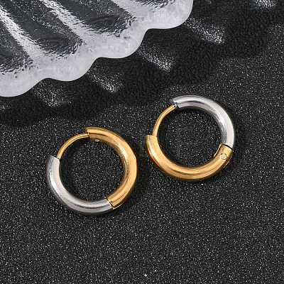 304 Stainless Steel Two Tone Hoop Earrings EJEW-P313-02A-G-1