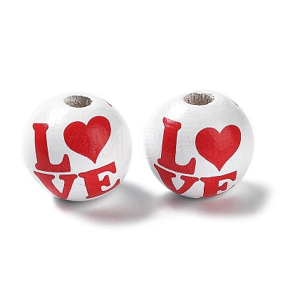 Valentine's Day Theme Printed Wood Beads WOOD-G017-02A-1