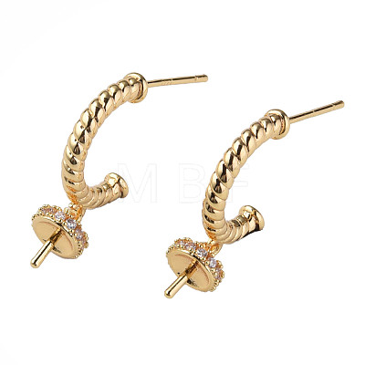 Brass Pave Clear Cubic Zirconia Stud Earring Findings KK-N233-389-1