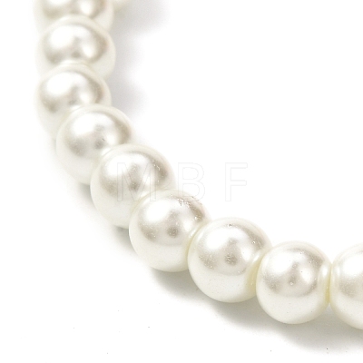 Round Glass Pearl Beads Stretch Bracelet for Teen Girl Women BJEW-JB07075-1