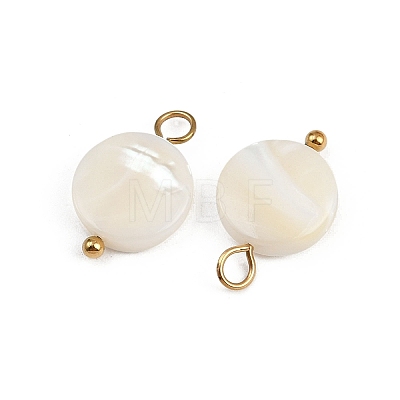 Natural Shell Disc Pendants STAS-D378-31G-1