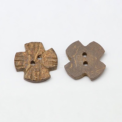 Ethnic Garment Accessories Wood Findings 2-Hole Coconut Sewing Buttons COCO-O001-H01-1