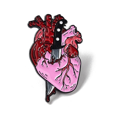 Heart with Knife Alloy Enamel Pin Broochs JEWB-C029-07A-EB-1