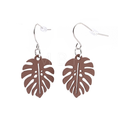 4 Pairs 4 Color Alloy Enamel Tropical Leaf Dangle Earrings EJEW-JE05105-1