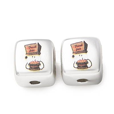 Plating Printed Acrylic European Beads AC-CBA655C-16A-1