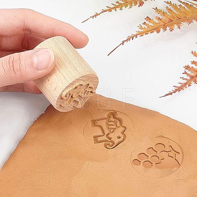 Wood Wax Seal Stamp AJEW-WH0122-007-1