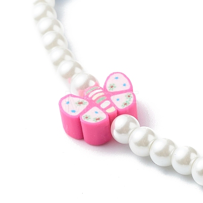Glass Pearl Round Beaded Necklaces for Kid NJEW-JN03606-1