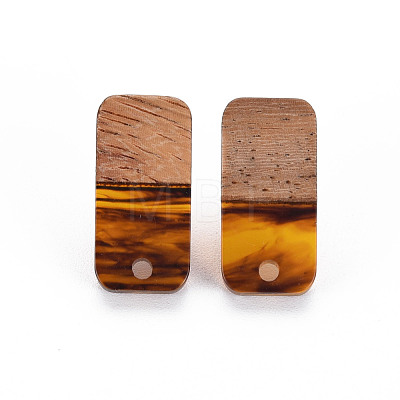 Two Tone Resin & Walnut Wood Stud Earring Findings MAK-N032-029-1