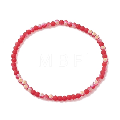 7Pcs 7 Styles Faceted Frosted Glass Beaded Stretch Bracelets for Women BJEW-JB10187-1