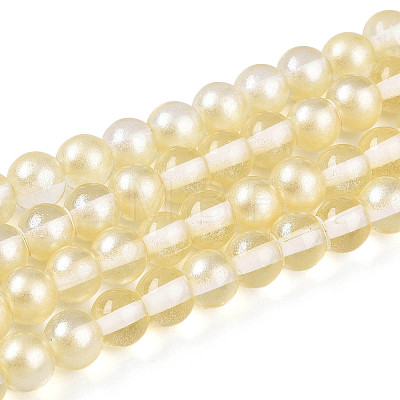 Baking Paint Transparent Glass Beads Strands DGLA-N011-6mm-02-1