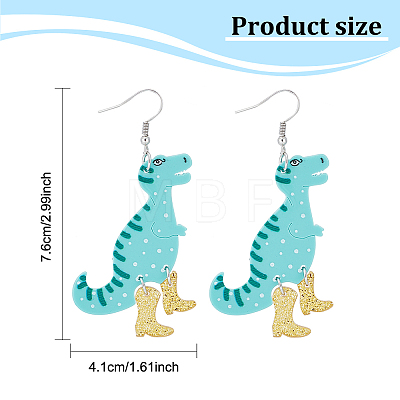 3 Pairs 3 Colors Dinosaur & High Heels Acrylic Dangle Earrings EJEW-AN0002-79-1