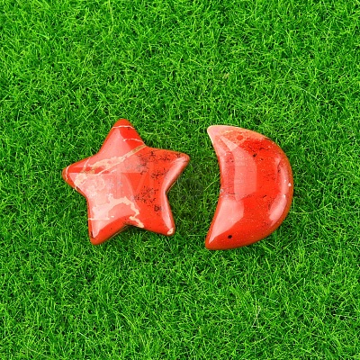 Natural Red Jasper Healing Moon & Star Ornaments X1-PW-WG13036-03-1