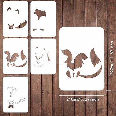 5  Style PET Hollow out Drawing Painting Stencils Sets DIY-WH0172-319-1