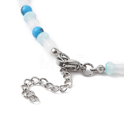 Glass Mushroom & Mixed Natural Gemstone Beads Necklaces NJEW-JN04286-1
