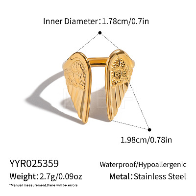 Adjustable 304 Stainless Steel Cuff Open Rings for Women ME6859-1-1