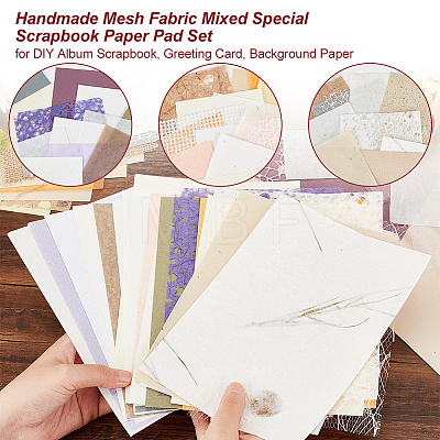 Handmade Mesh Fabric Mixed Special Scrapbook Paper Pad Set for DIY Album Scrapbook DIY-WH0304-716B-1
