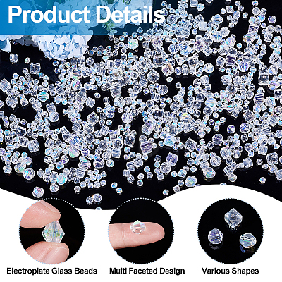  828~848Pcs 9 Style Electroplate Glass Beads Strands EGLA-NB0001-23-1