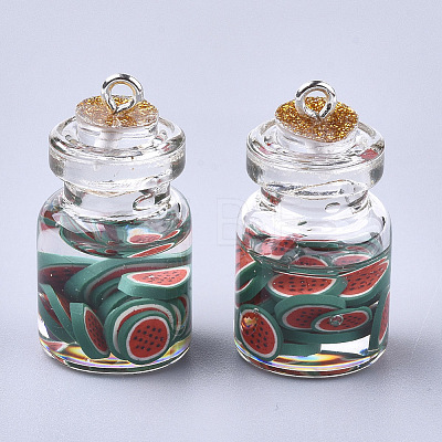 Glass Bottle Pendants X-GLAA-T001-04F-1