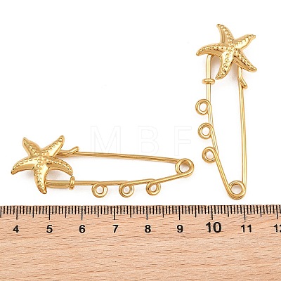 Starfish 304 Stainless Steel Safety Pins Brooch Findings SA-CBA098D-16I-G03-1