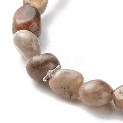Natural Black Sunstone Nuggets Beads Stretch Bracelet for Her BJEW-JB06951-03-1