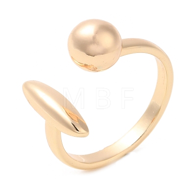 Brass Oval & Round Open Cuff Rings for Women RJEW-G288-03G-1