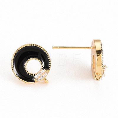 Brass Clear Cubic Zirconia Stud Earring Findings KK-S356-242A-NF-1
