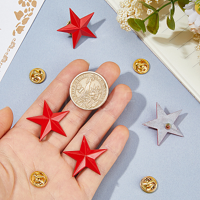 6Pcs Star Alloy Lapel Pin Backs for Backpack Clothes JEWB-FH0003-07C-1