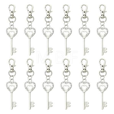 6Pcs Heart Key Alloy Pendant Decorations HJEW-YW00392-1